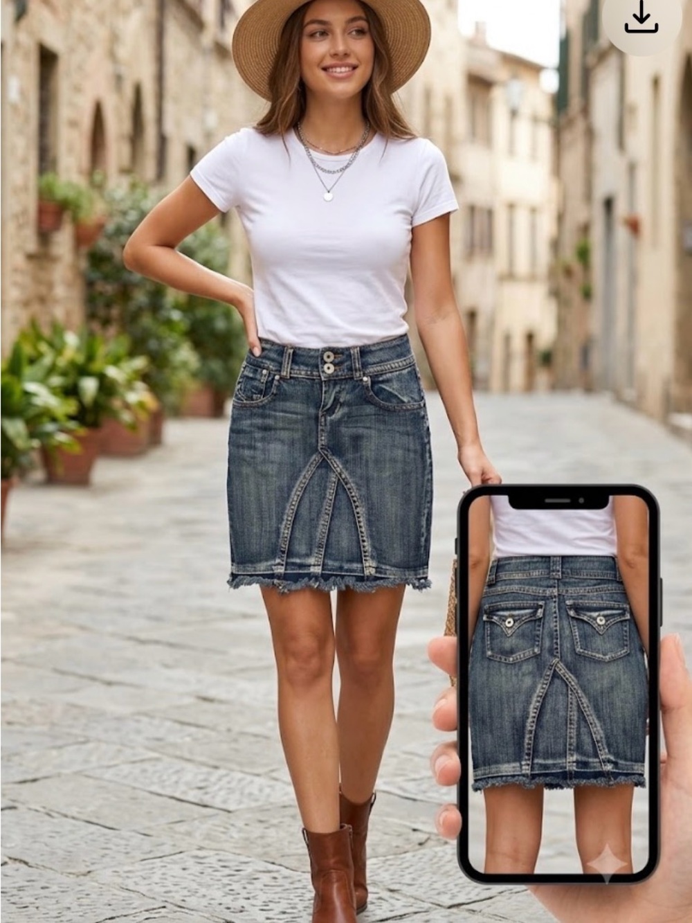 Younique Distressed Dark Blue Denim Mini Skirt